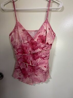 Pink Floral Spaghetti-Strap Cami Top